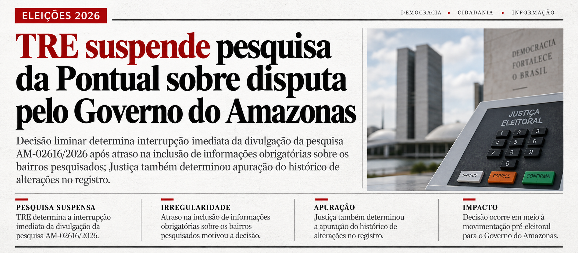 Pontual: TRE suspende pesquisa e manda apurar alterações no registro